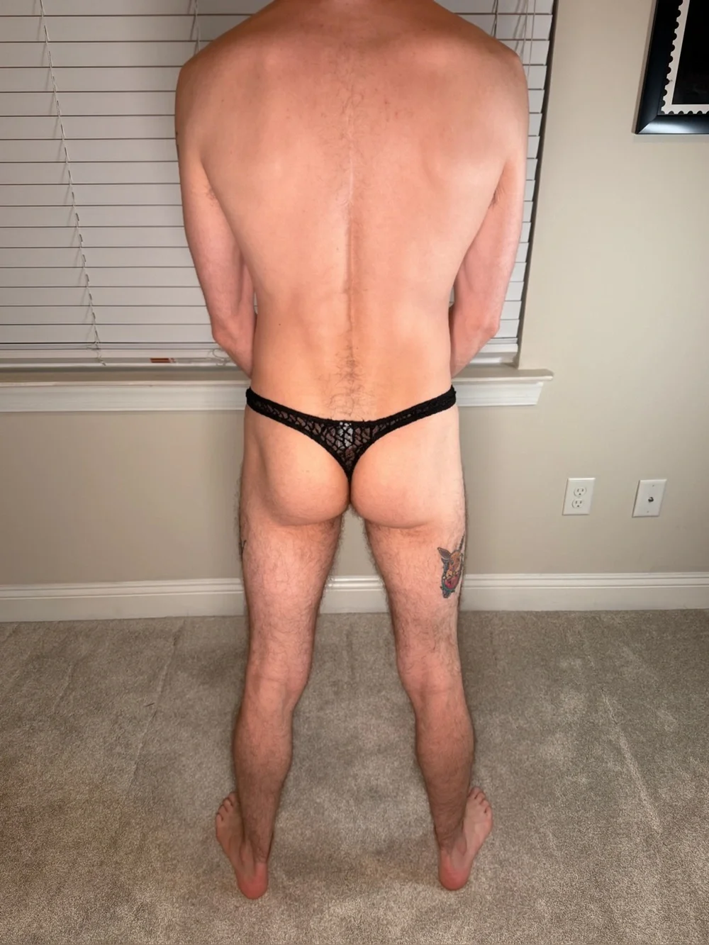 Men's Black Lace Low-Rise Thong Underwear